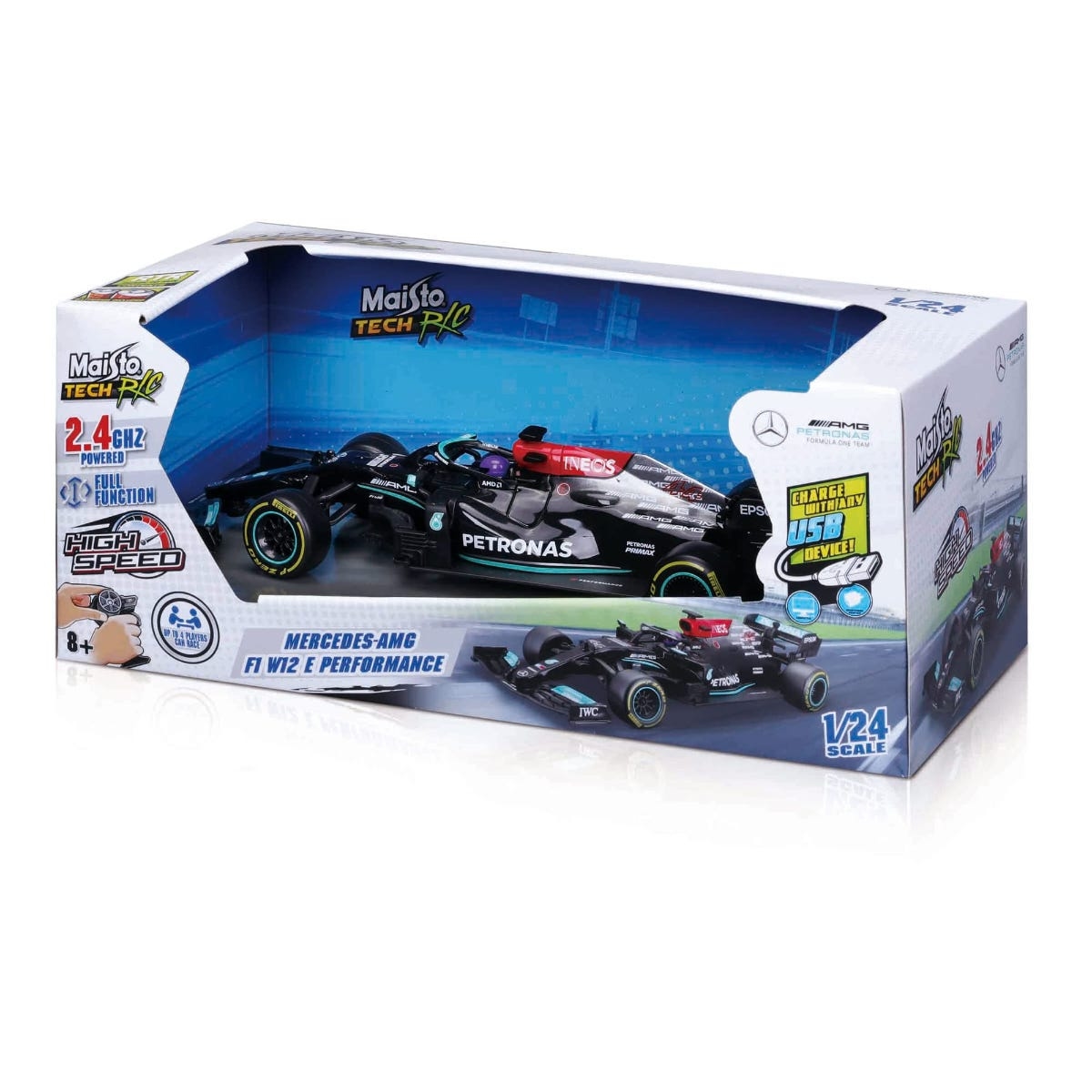 مايستو سيارة R/C مرسيدس AMG F1 W12 بمقياس 1:24 للأولاد، 8-10 سنوات