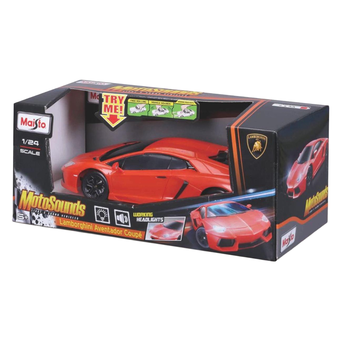 مايستو سيارة معدنية لامبورغيني أفينتادور كوبيه بمقياس 1:24 مع صوت المحرك للأولاد من عمر 5 إلى 7 سنوات