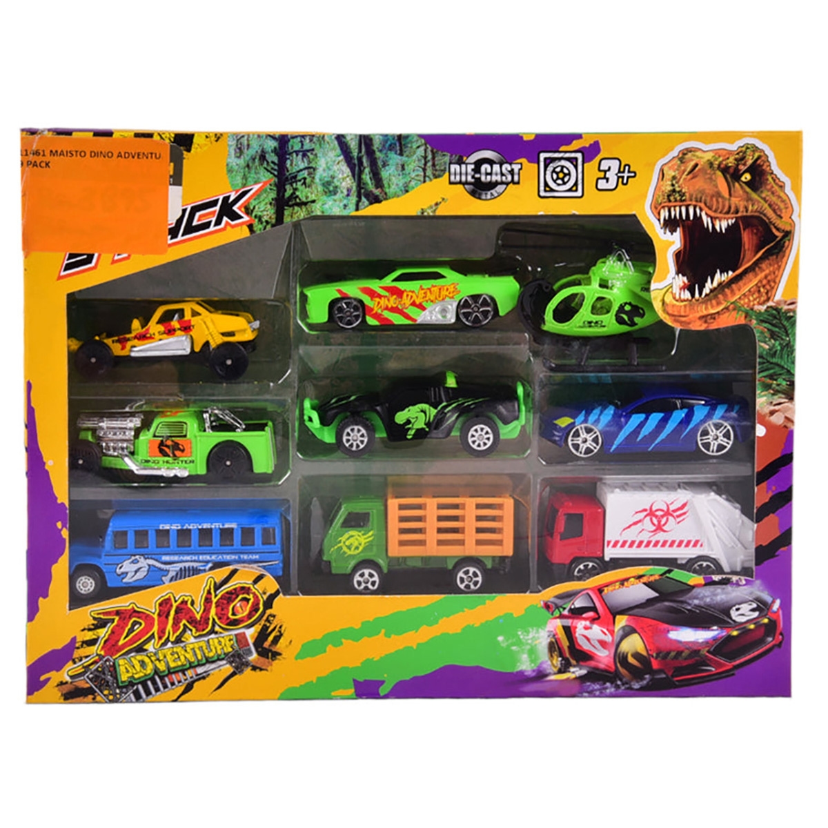مايستو 1:64 مقياس مغامرات الديناصورات سيارات دايكاست أولاد، 3-4 سنوات، مجموعة من 9