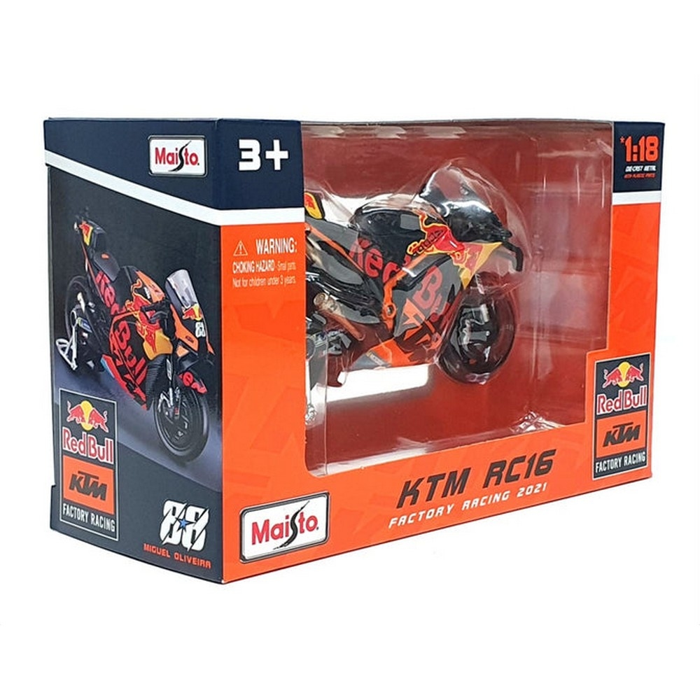 مايستو دراجة نارية داي كاست ريد بول KTM فاكتوري ريسينغ 2021 مقياس 1:18 للأولاد، 3-4 سنوات