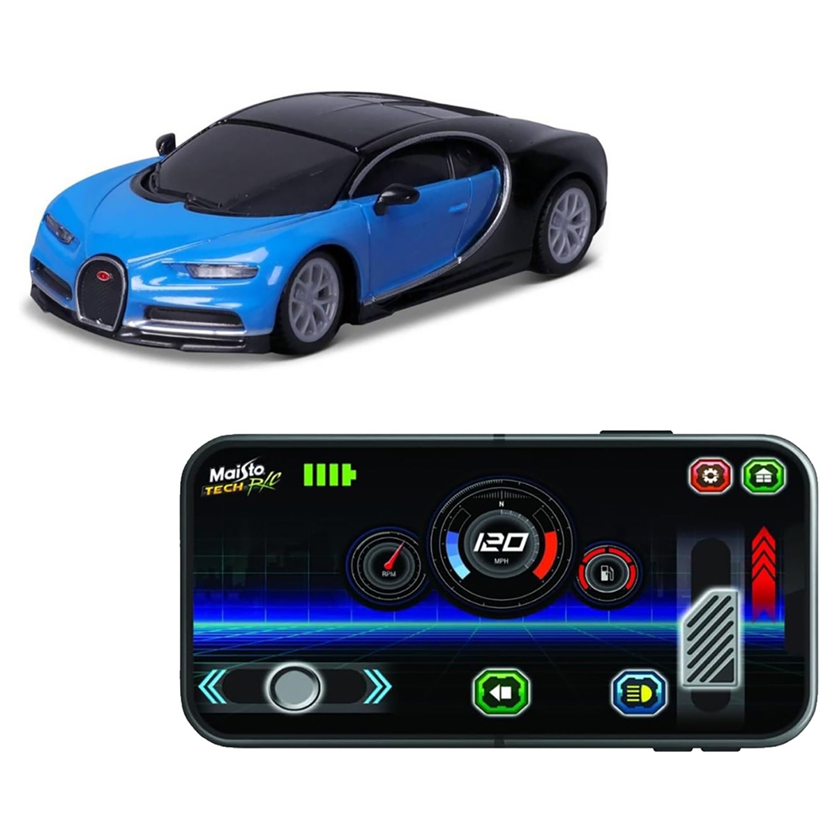 مايستو بوجاتي شيرون سيارات بتحكم بلوتوث عن بعد بمقياس 1:41 للأولاد، من عمر 5 إلى 7 سنوات