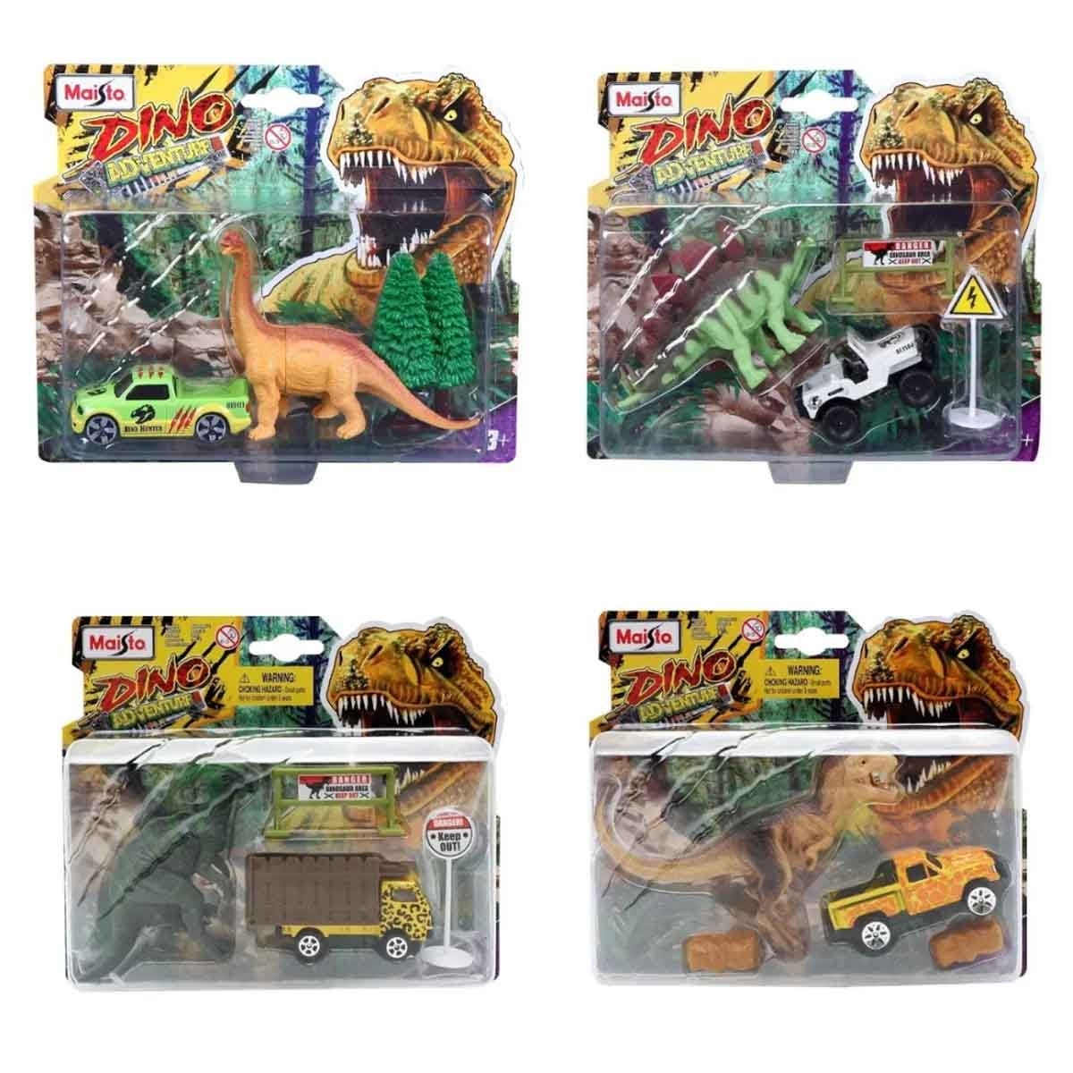 Maisto Dinosaur Build-N-Play & Fresh Metal Dino Adventure Diecast Playset Bundle Boys, 3-4 Years