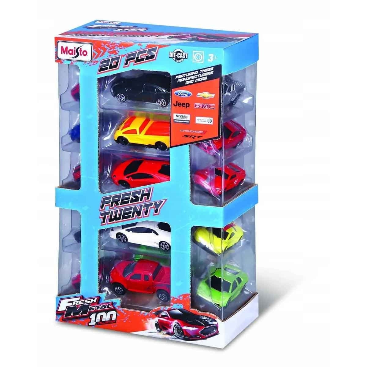 Maisto Fresh Metal 100 Double Cross Loop Car Playset & Fresh Metal Diecast Vehicle Bundle Boys, 3-4 Years