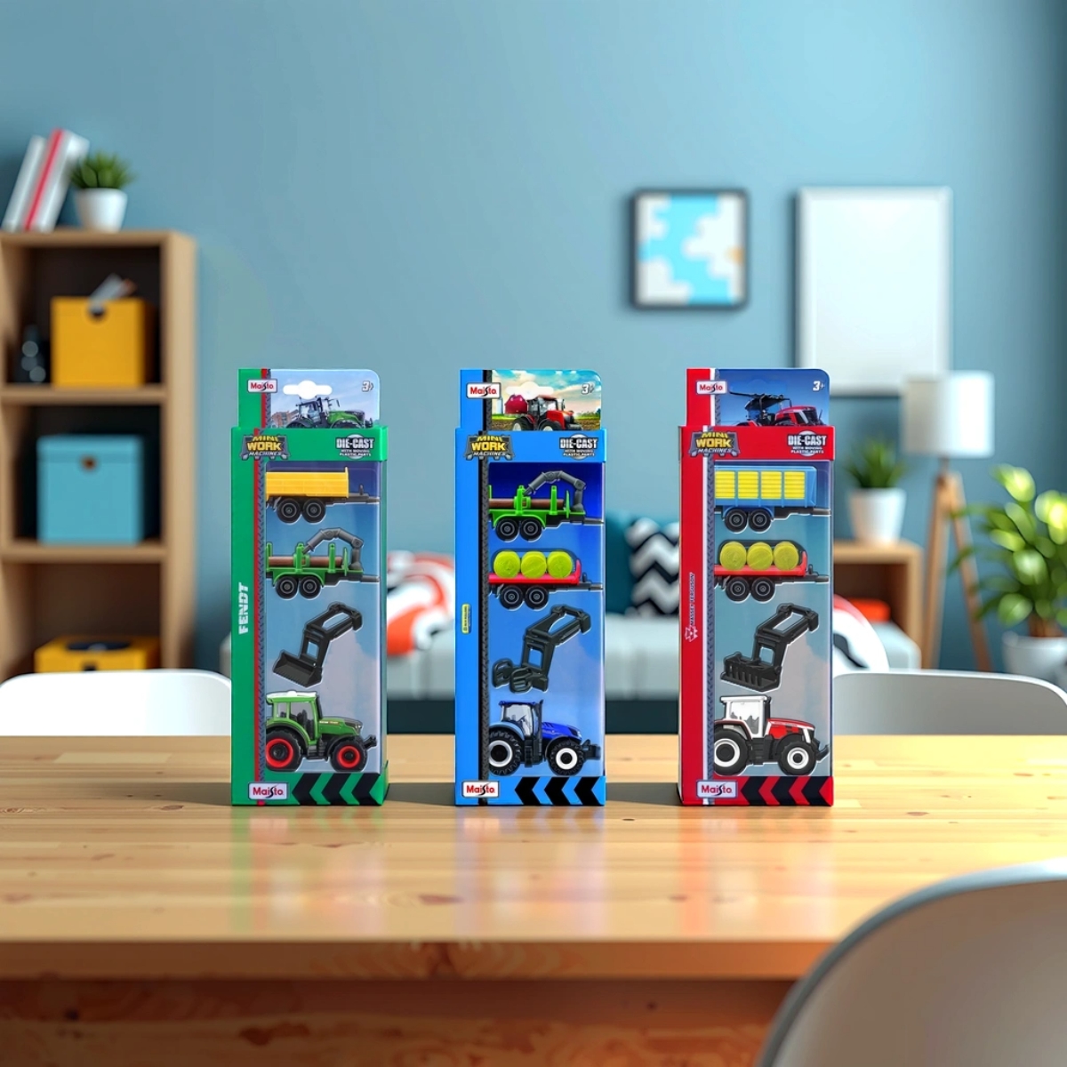 مايستو مركبات مصبوبة معدنية متنوعة ميني ورك ماشينز فارم للأولاد، 3-4 سنوات، مجموعة من 4