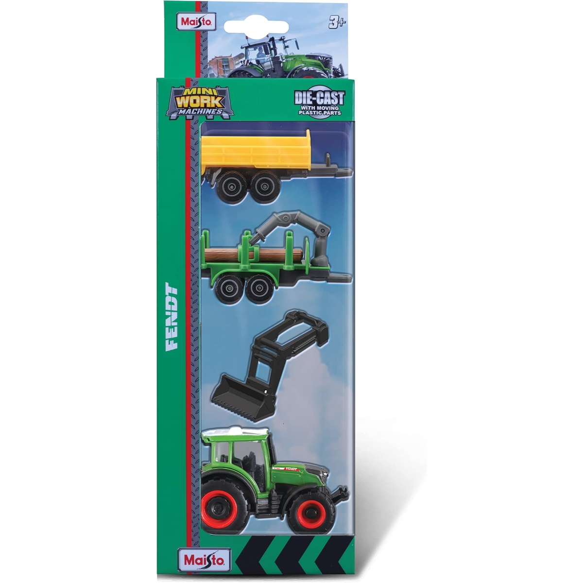 مايستو مركبات مصبوبة معدنية متنوعة ميني ورك ماشينز فارم للأولاد، 3-4 سنوات، مجموعة من 4