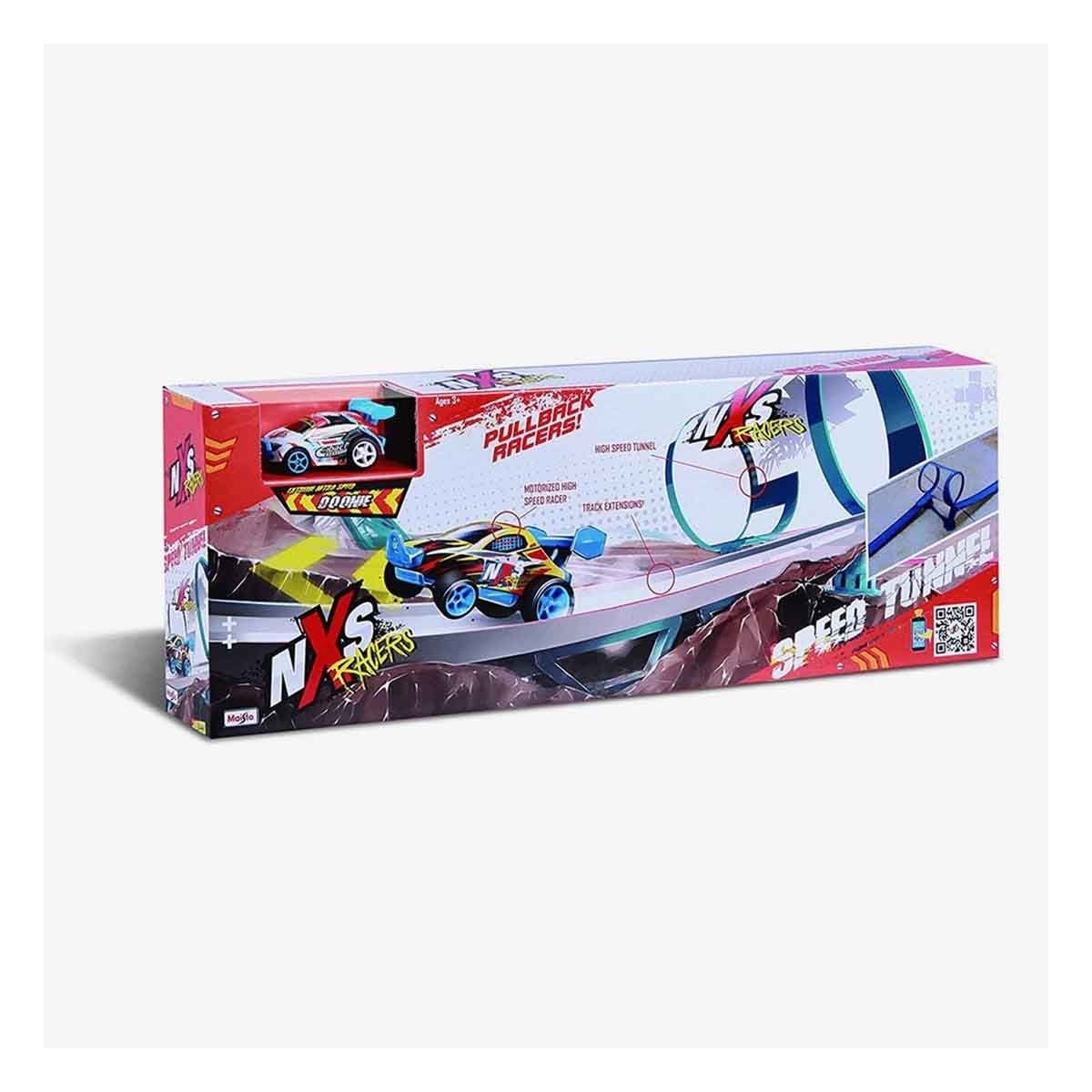 Maisto NXS Racers Speed Tunnel Car Track Playset & Fresh Metal Diecast Vehicle Bundle Boys, 3-4 Years