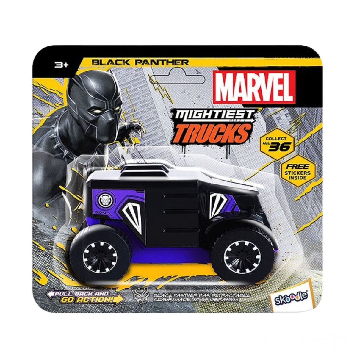 Marvel Black Panther Pull Back Mightiest Truck Unisex, 3-4 Years
