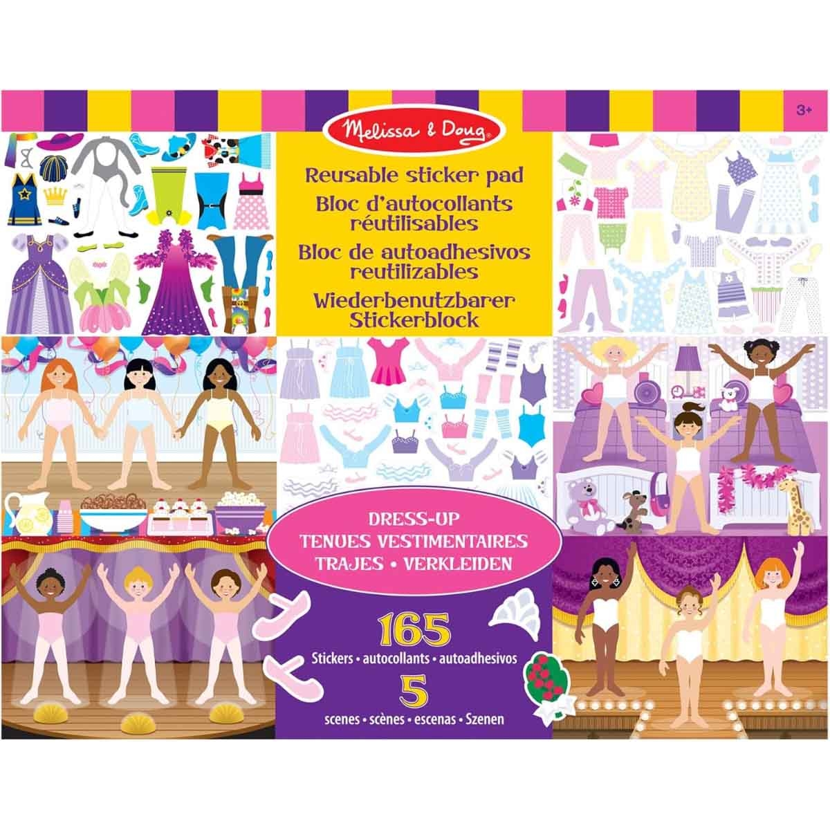 ميليسا آند دوغ لوحة ملصقات تلبيس قابلة لإعادة الاستخدام مع أكثر من 165 ملصق قابل لإعادة الاستخدام للجنسين، 3-4 سنوات