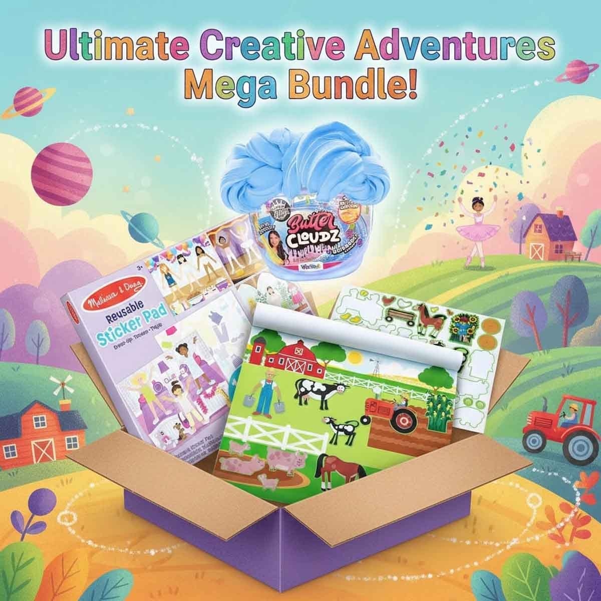 Melissa & Doug Habitats with Dress-Up Sticker Pad & Compound Kings Slime Bundle Unisex, 3-4 Years