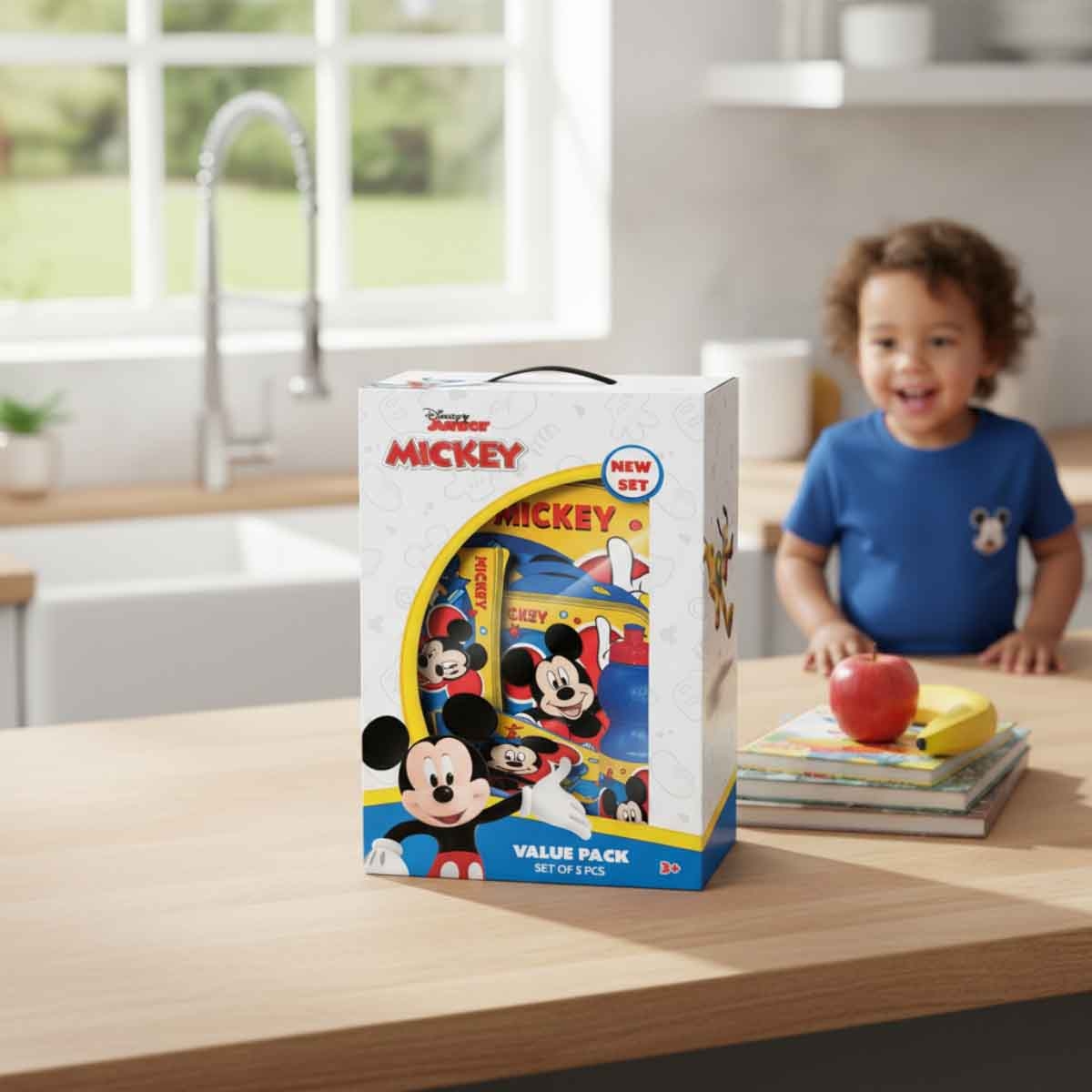 Disney Junior Mickey 5-in-1 16” Trolley Bag, Lunch Box, Bottle, Pencil Case & Lunch Bag Kit
