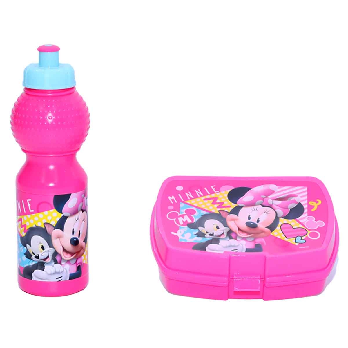 ميني ماوس مجموعة حقيبة ترولي وظهر مقاس 14 انش مع صندوق غداء وزجاجة ماء
