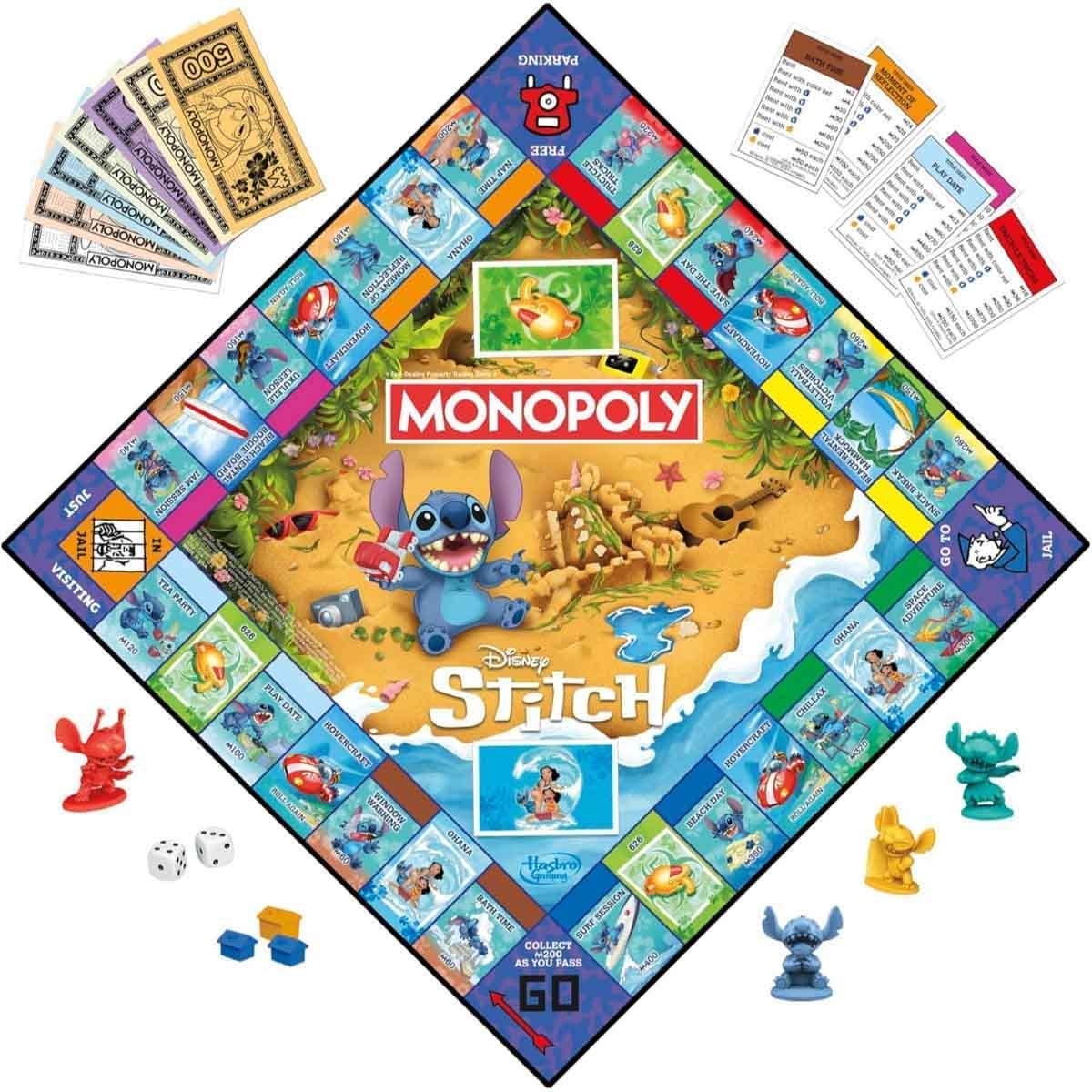 Monopoly Stitch Game with Ravensburger La Cucaracha & Ankit Toys Chess Board Game Bundle Unisex, 8-10 Years