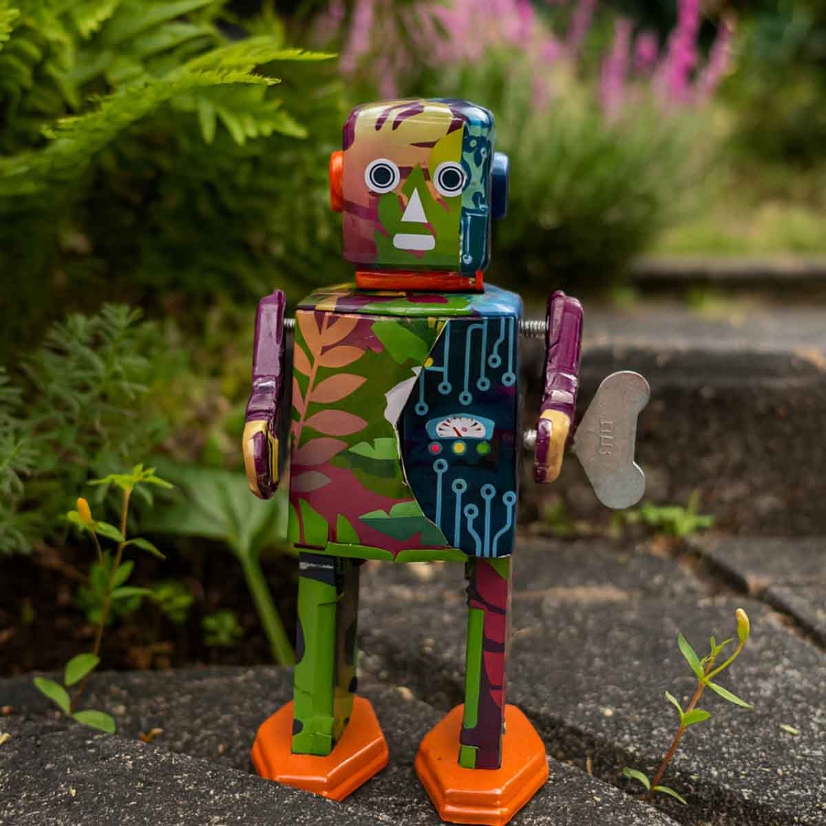 Mr & Mrs Tin 6” Forest Bot Limited Edition Vintage Wind Up Toy Unisex, 3-4 Years