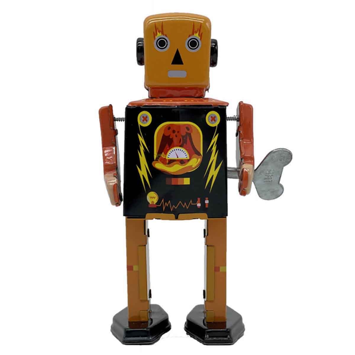 Mr & Mrs Tin 6” Volcano Bot Limited Edition Vintage Wind Up Toy Unisex, 3-4 Years