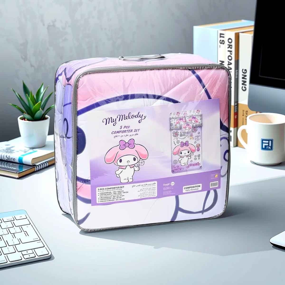 ماي ميلودي طقم لحاف مكون من 5 قطع من ألياف دقيقة مفرشة باللون البنفسجي مع غلاف بوليستر