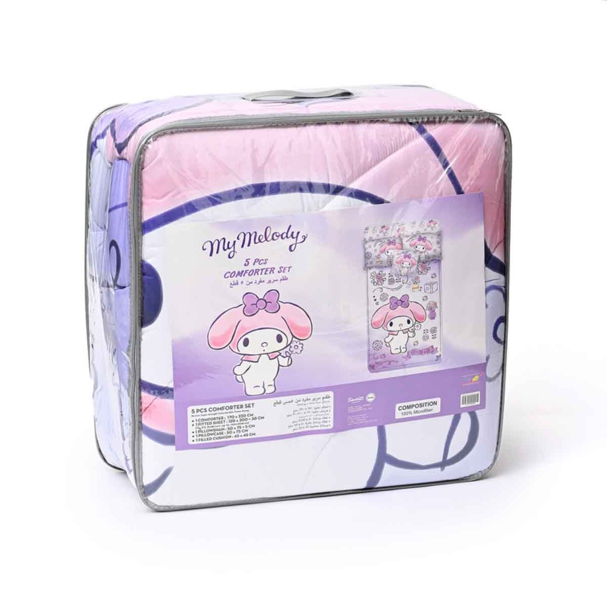 ماي ميلودي طقم لحاف مكون من 5 قطع من ألياف دقيقة مفرشة باللون البنفسجي مع غلاف بوليستر