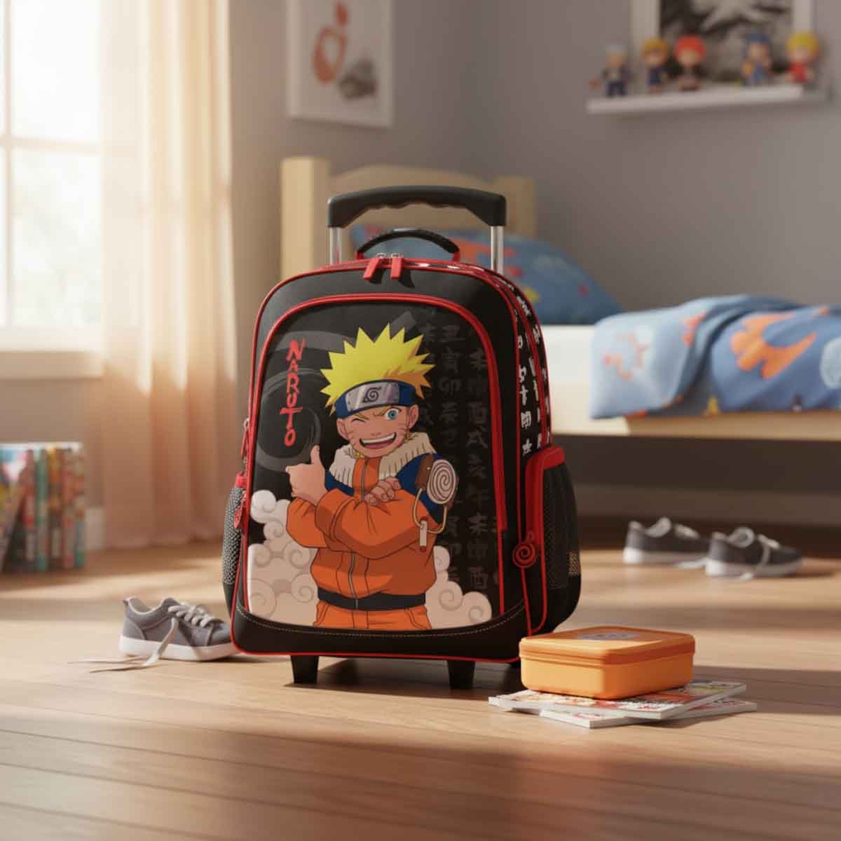 ناروتو حقيبة ترولي بعجلات بتصميم نينجا أنمي TV طوكيو مقاس 16 انش