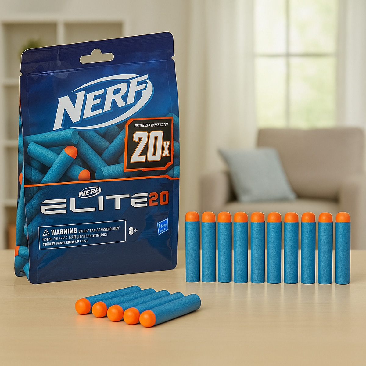 نيرف إيليت 2.0 مجموعة إعادة تعبئة رصاصات فوم للجنسين، 8-10 سنوات، عدد 20