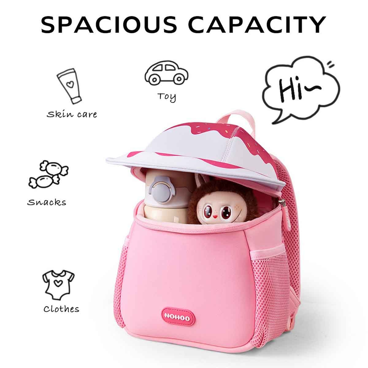 نوهـو حقيبة مدرسية/نشاط للأطفال 3D بتصميم مارشميلو كيوت مقاس 10 إنش