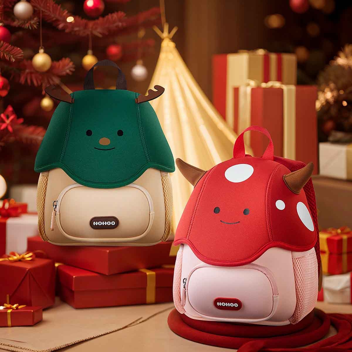 نوهـو حقيبة مدرسية/نشاط للأطفال 3D بتصميم ريندير كيوت مقاس 10 إنش