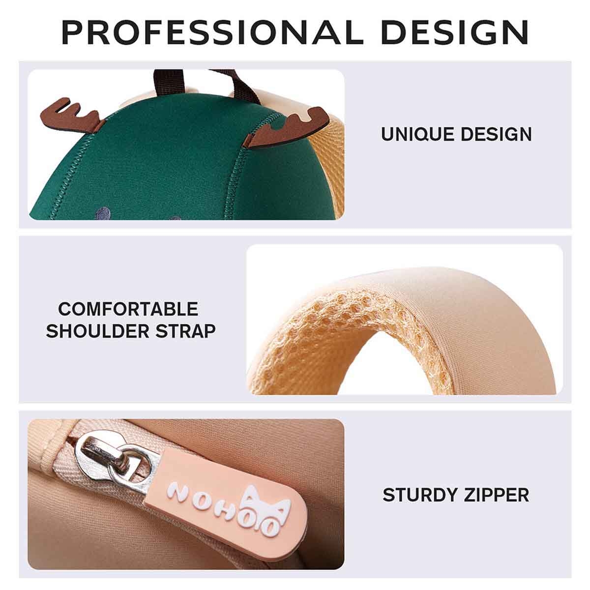 نوهـو حقيبة مدرسية/نشاط للأطفال 3D بتصميم ريندير كيوت مقاس 10 إنش