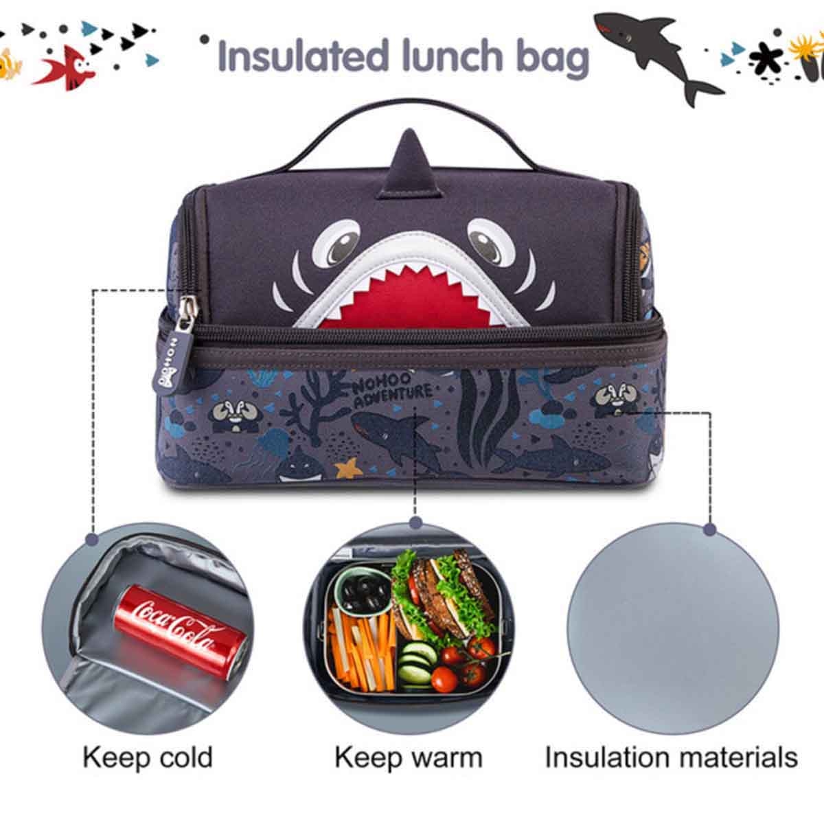 Nohoo Shark Kids Insulated Lunch Bag