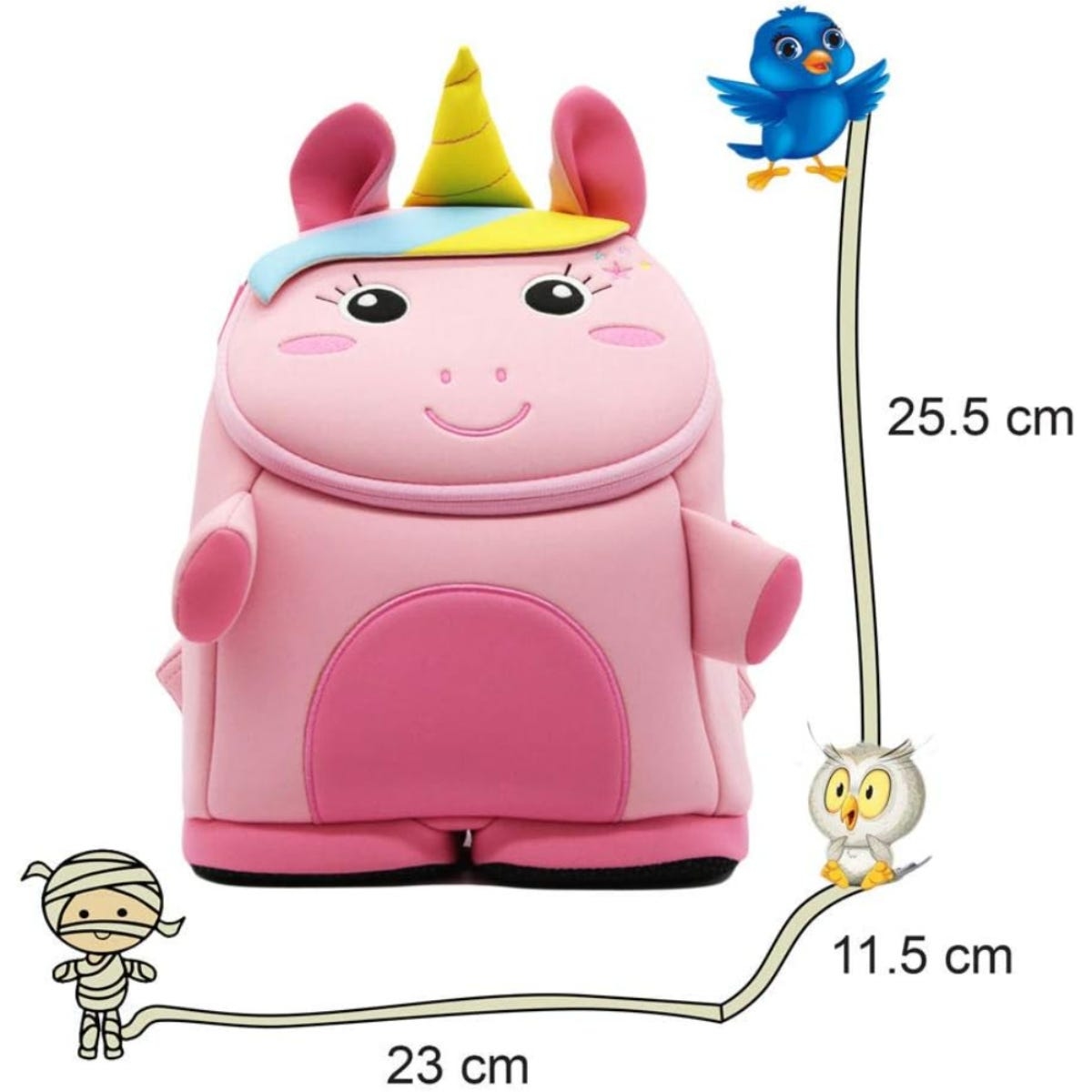 نوهو حقيبة يونيكورن ثلاثية الأبعاد باللون البنفسجي مع علبة غداء بنتو للجنسين من عمر 3 إلى 4 سنوات