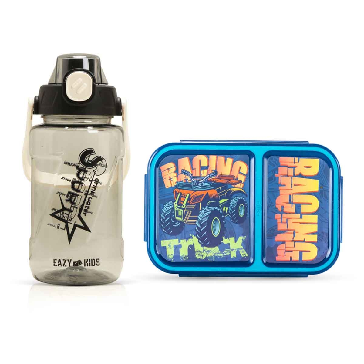 نوفا كيدز صندوق غداء بنتو بسعة 1.3 لتر بتصميم ريسر بقسمين مع زجاجة ماء