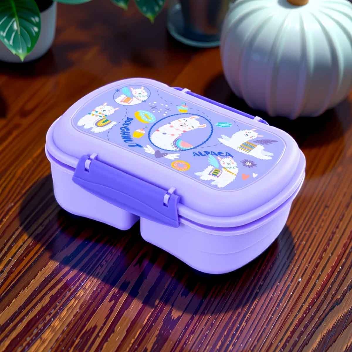 Nova Kids Lama Purple Lunch Bag Combo with Lunch Box & Water Bottle