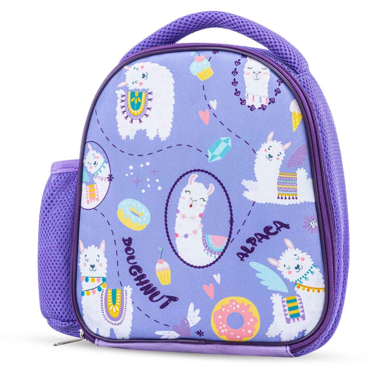 Nova Kids Lama Purple Lunch Bag Combo with Lunch Box & Water Bottle