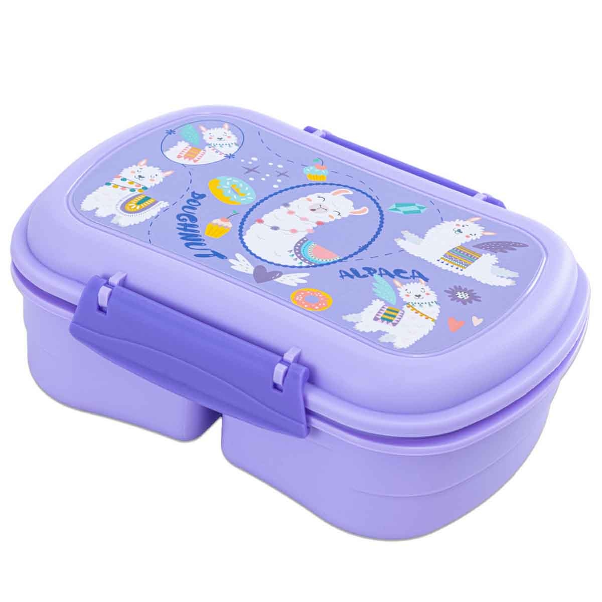 Nova Kids Lama Purple Lunch Bag Combo with Lunch Box & Water Bottle