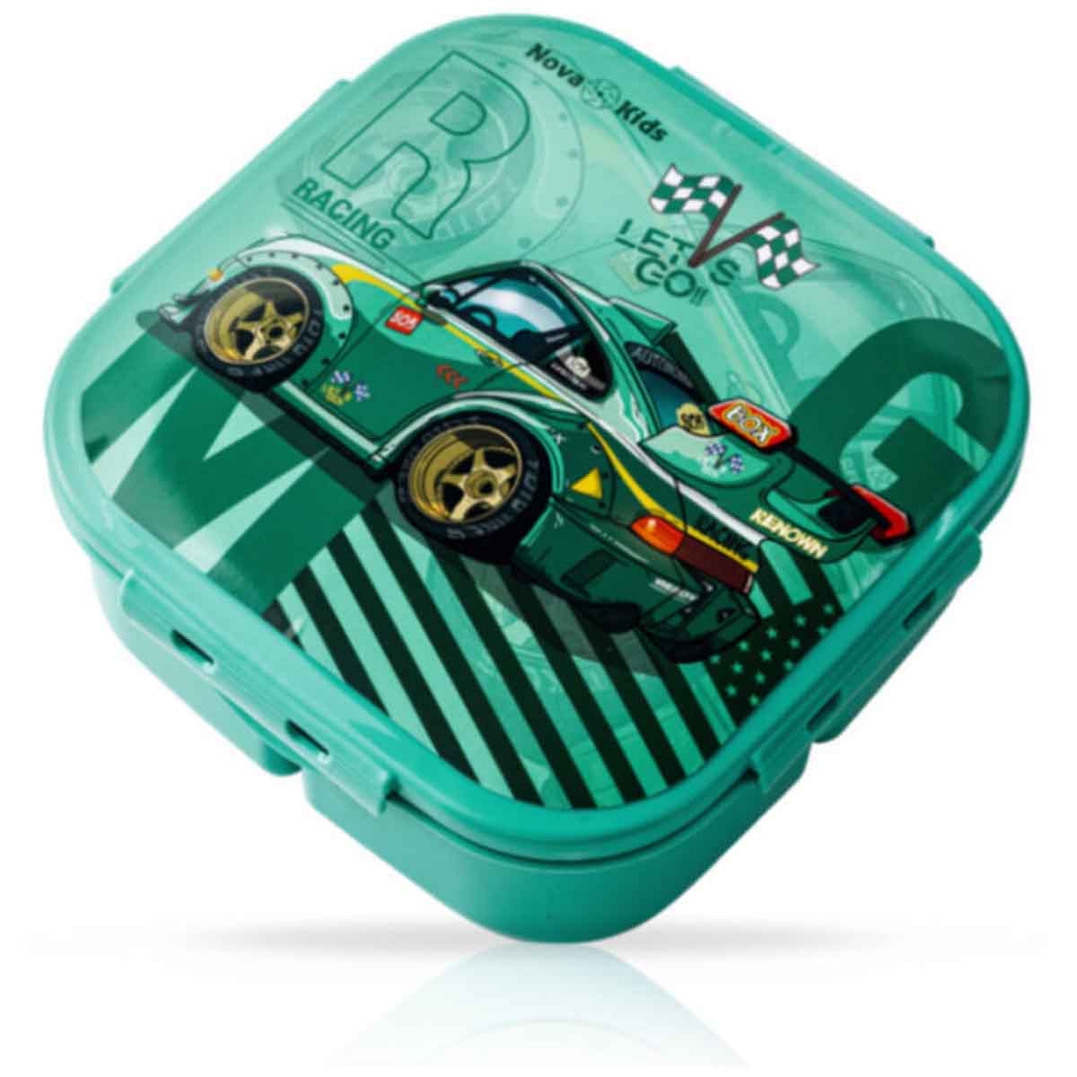 نوفا كيدز علبة غداء وزجاجة ماء مع حقيبة غداء باللون الأخضر ريسنغ