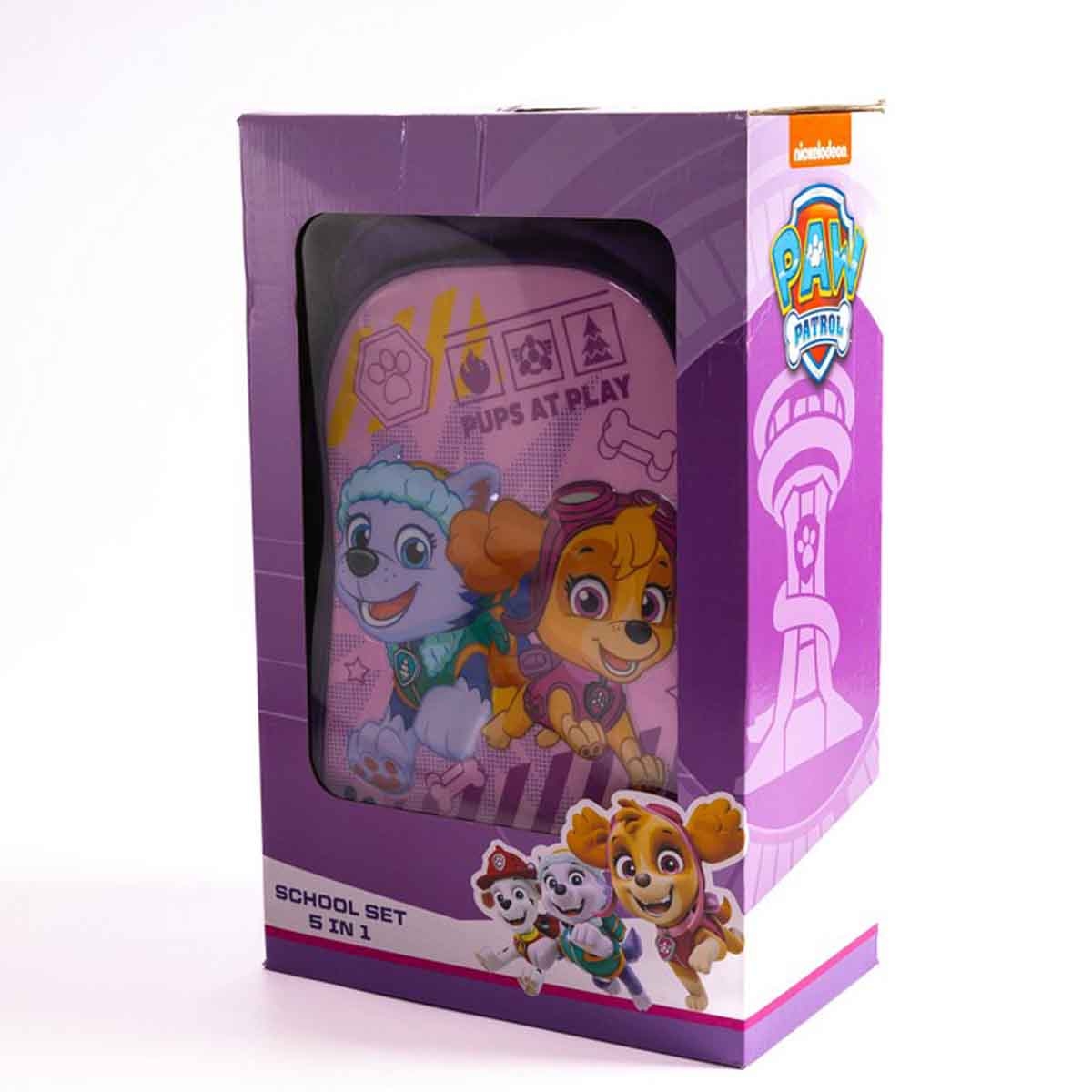 باو باترول مجموعة حقيبة ترولي مقاس 18 انش مع حقيبة غداء ومقلمة وزجاجة مياه وصندوق طعام