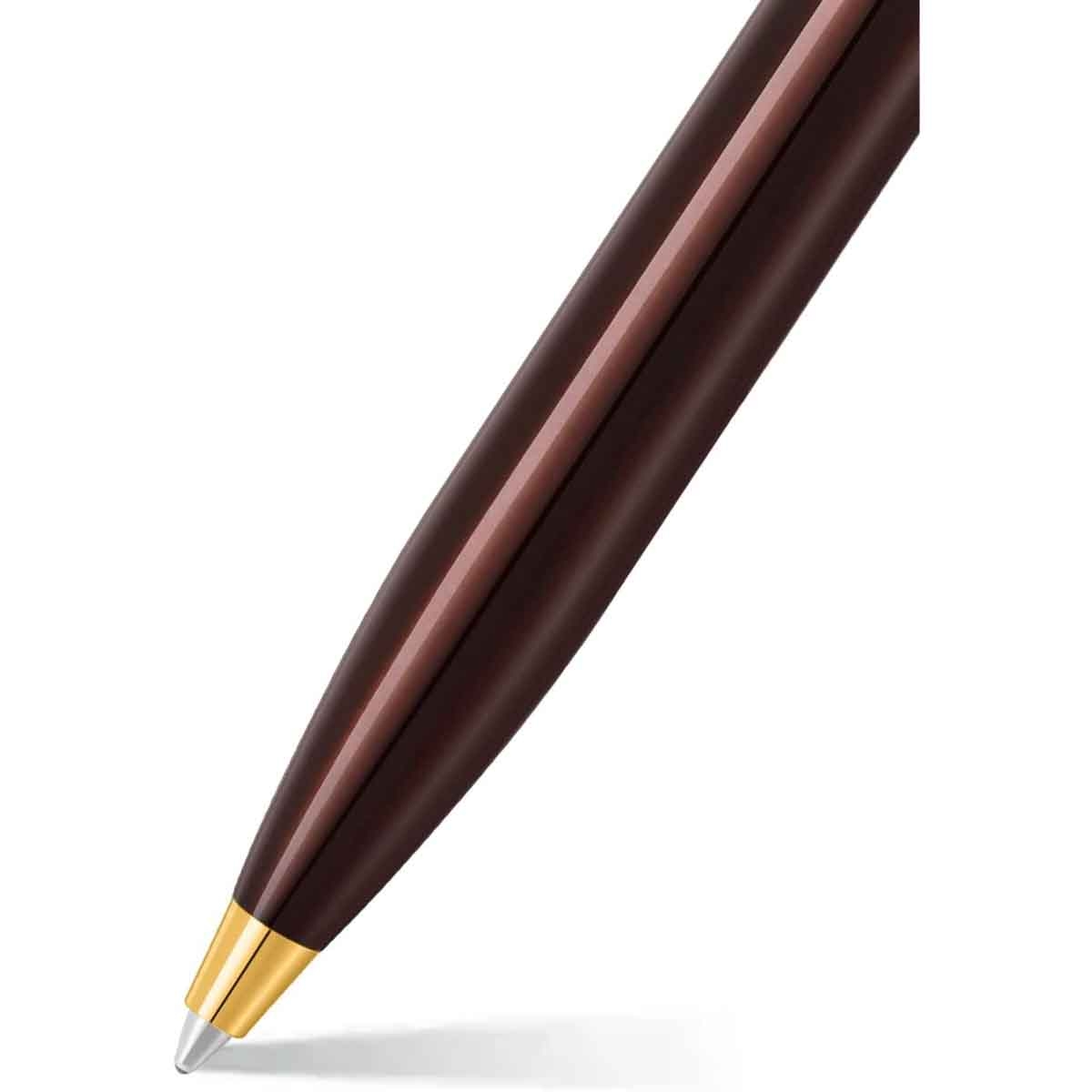 Sheaffer 100 9370 Glossy Brown Ballpoint Pen with Rustic Mocha Credit Card Holder Gift Set