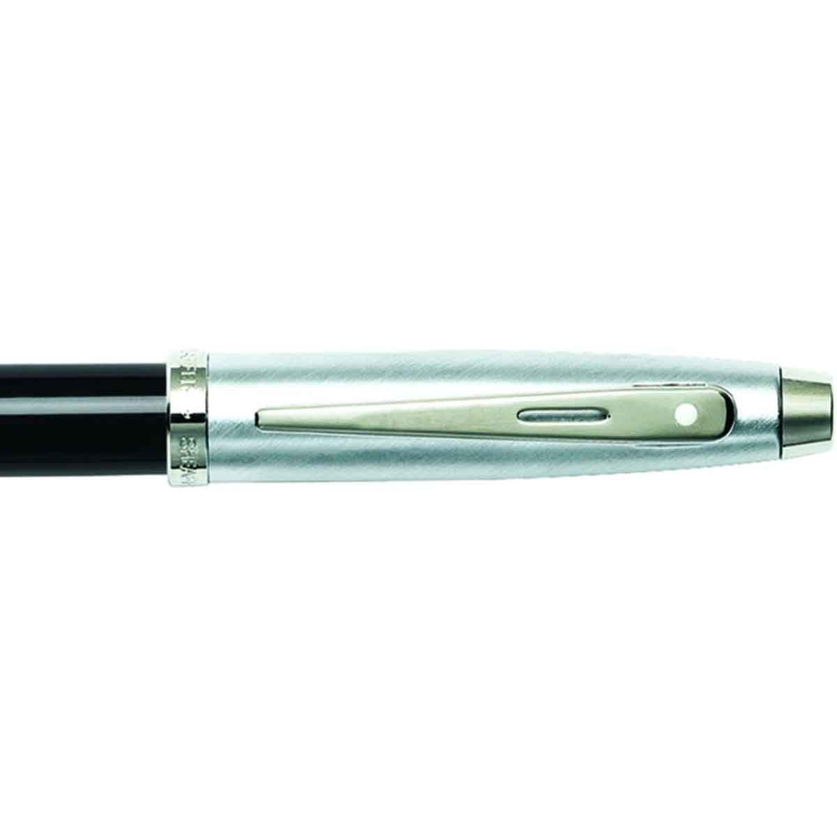 شيفر قلم 100 أسود لامع وكروم مصقول ريشة دقيقة