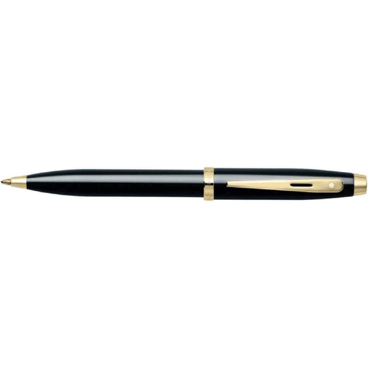 شيفر قلم 100 أسود لامع مع لمسات ذهبية حبر جاف
