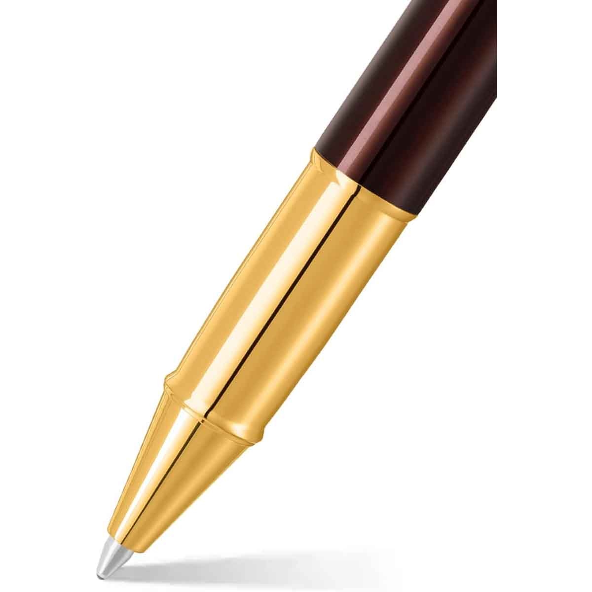 شيفر قلم 100 بني قهوة مع لمسات ذهبية PVD حبر سائل