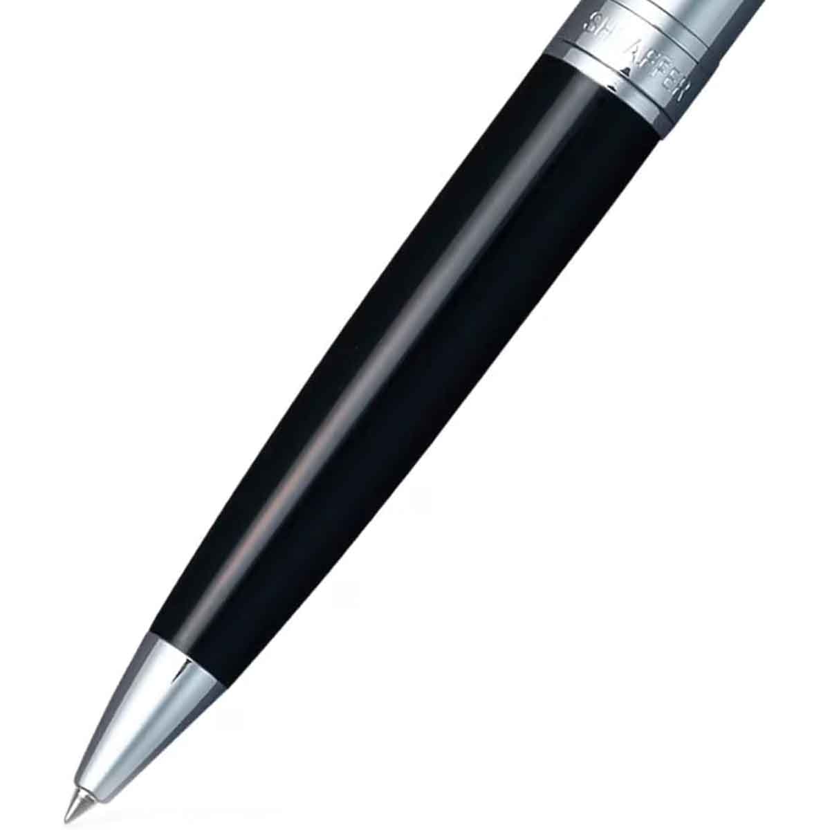 Sheaffer 100 G9313 Glossy Black & Brushed Chrome Ballpoint Pen with Business Card Holder Gift Set