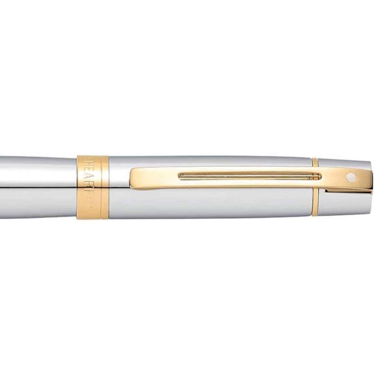 شيفر قلم 300 كروم لامع مع لمسات ذهبية حبر سائل