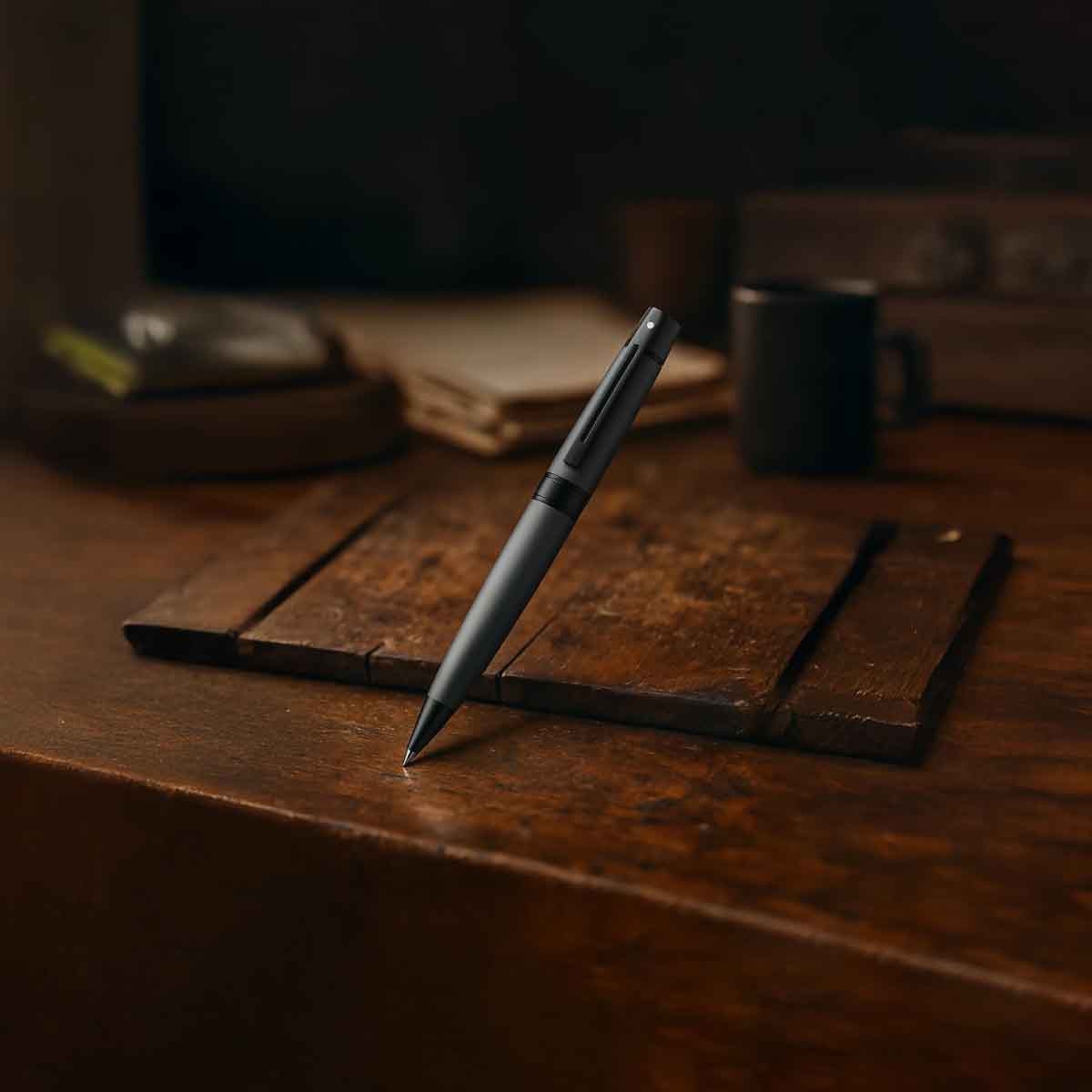 Sheaffer 300 E9345 Matte Gray Lacquer with Polished Black Trims Ballpoint Pen