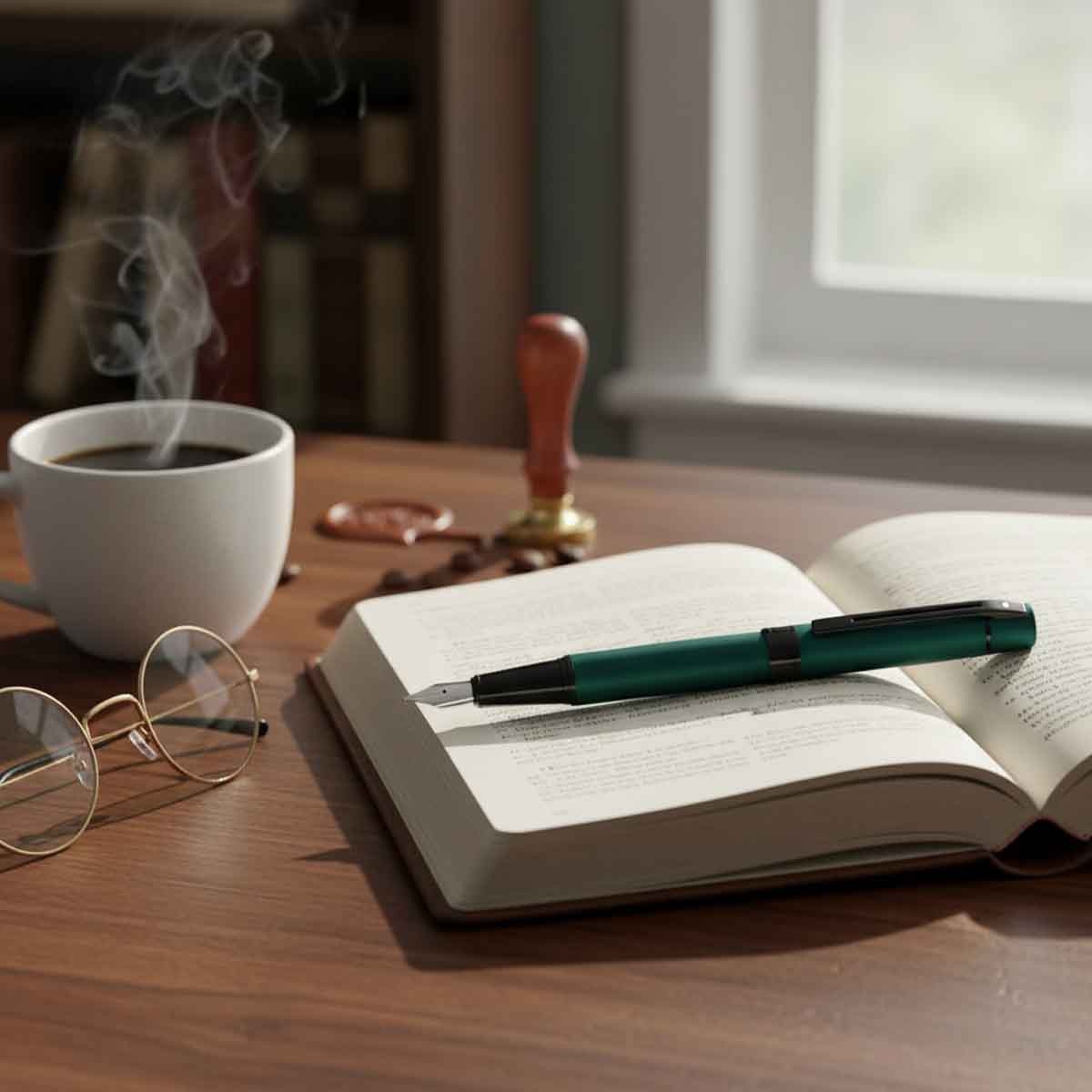 شيفر قلم 300 أخضر مطفي لاكيه مع لمسات سوداء مصقولة ريشة دقيقة