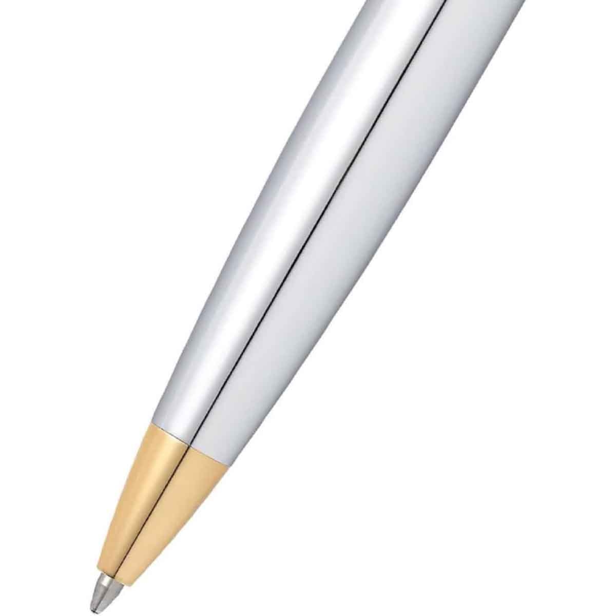 Sheaffer 300 G9342 Bright Chrome with Gold Tone Trims Ballpoint Pen with Credit Card Holder Gift Set