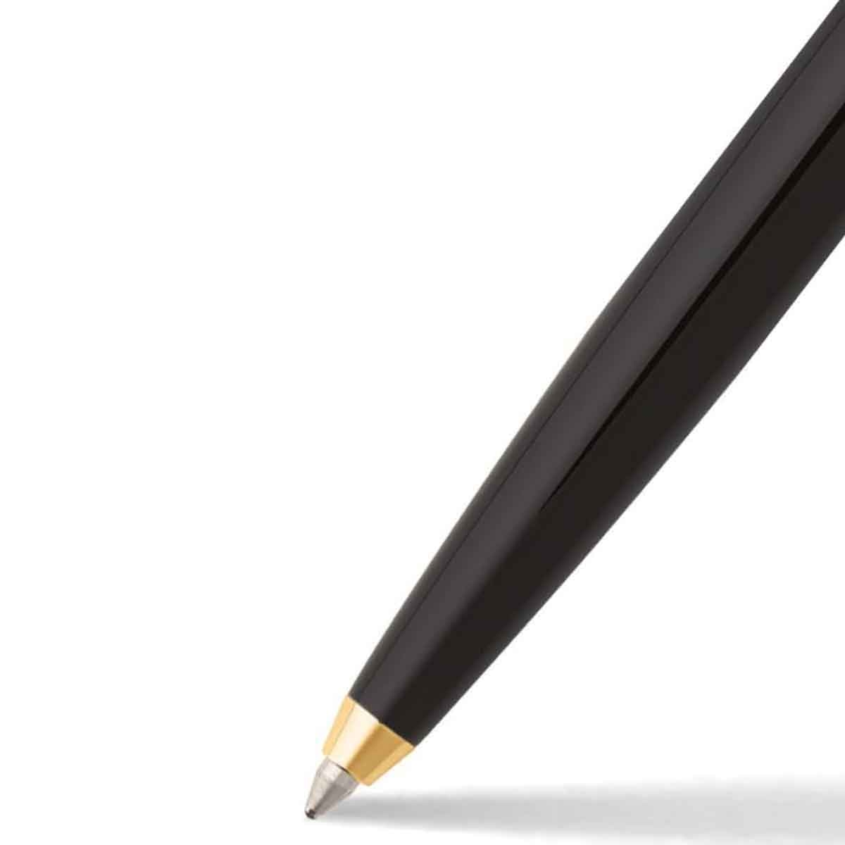 شيفر قلم ساغاريس E9475 أسود لامع بغطاء كروم مع لمسات ذهبية حبر جاف