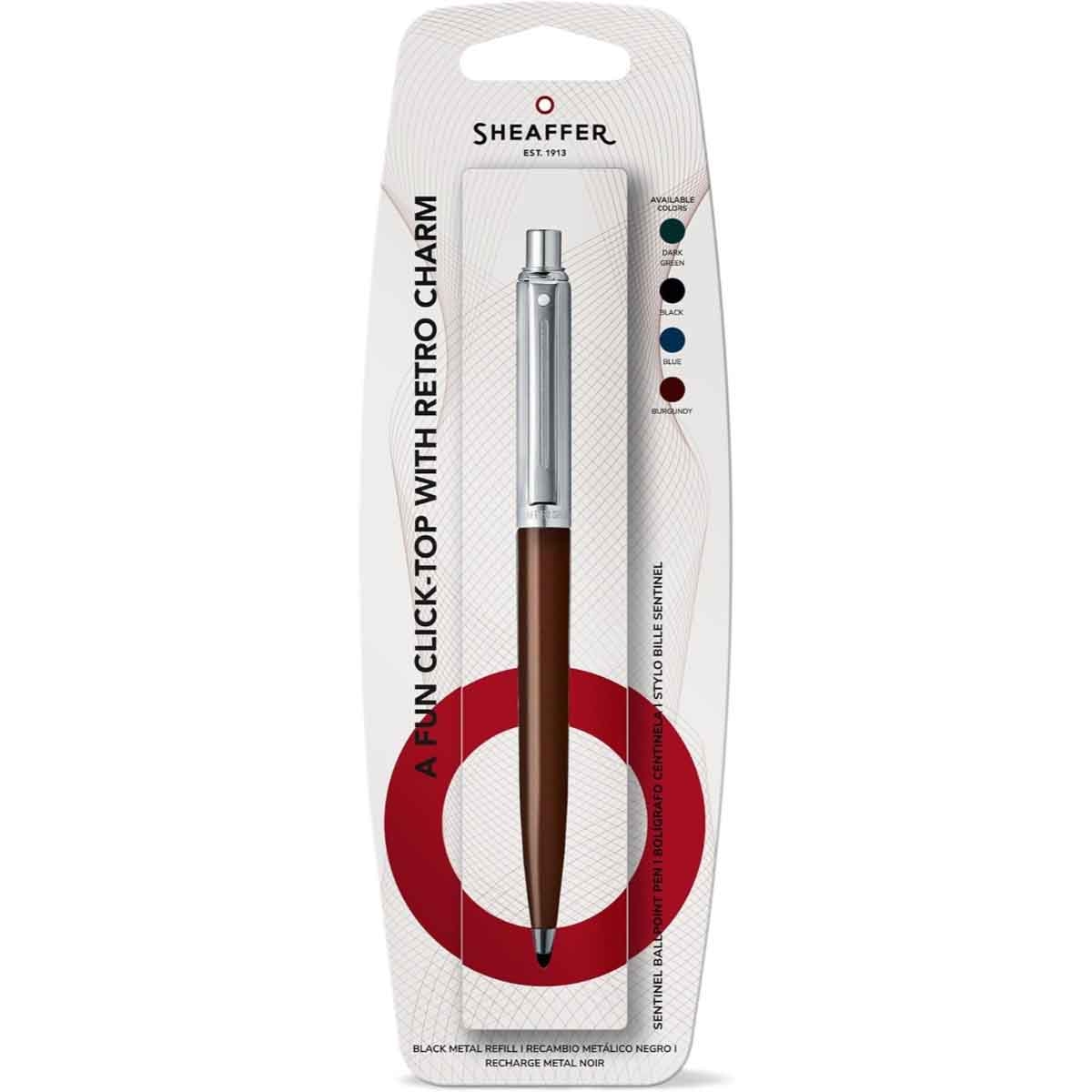 شيفر قلم سنتينل 321 تعليق بني قهوة مع كروم مصقول حبر جاف