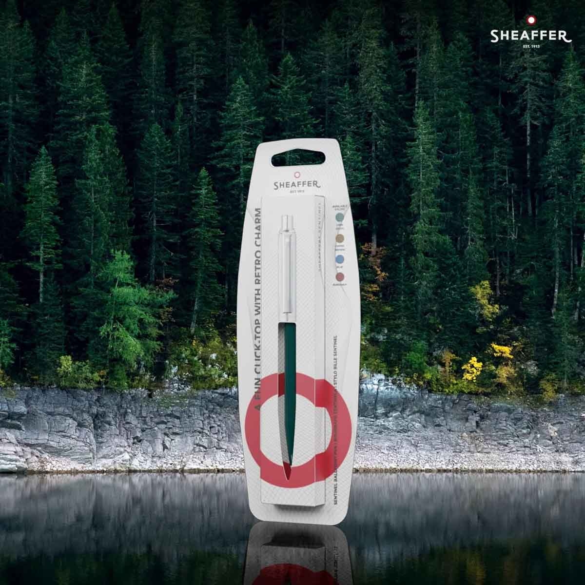 شيفر قلم سنتينل 321 تعليق أخضر مع كروم مصقول حبر جاف