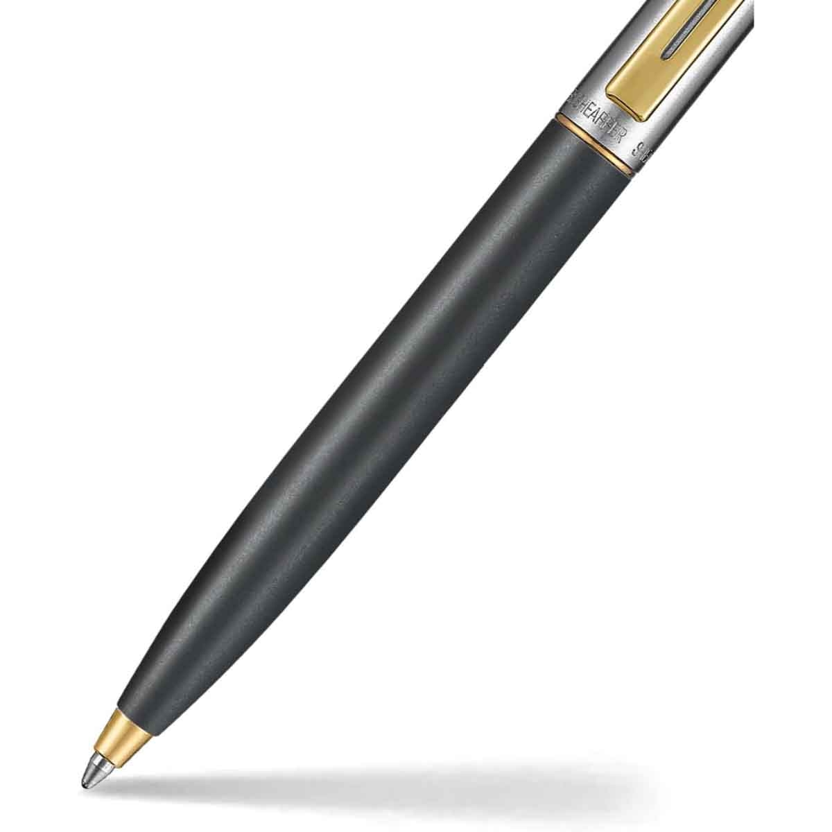 شيفر قلم سنتينل 334 أسود مطفي وكروم مع طلاء ذهبي PVD حبر جاف