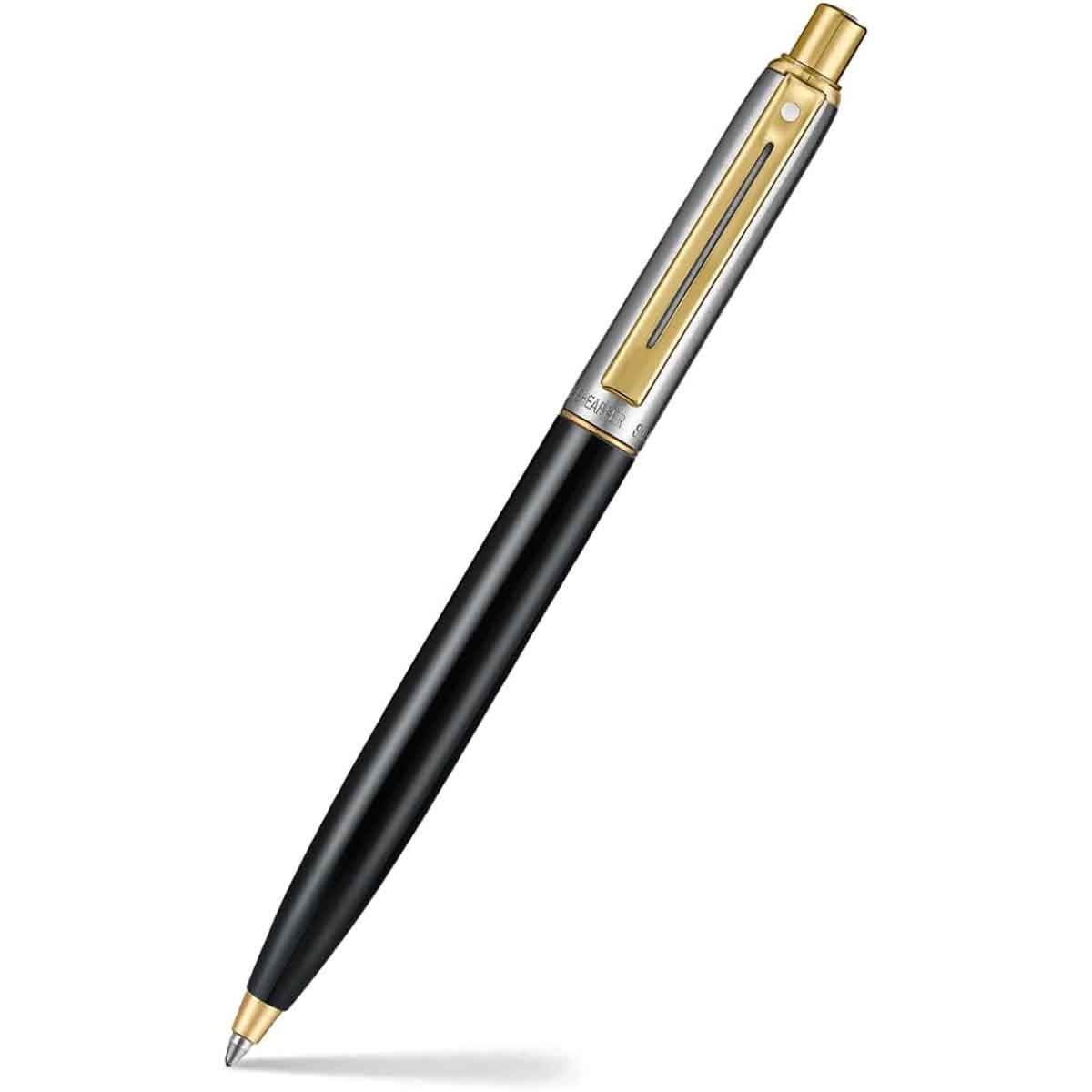 شيفر قلم سنتينل 335 أسود لامع وكروم مع طلاء ذهبي PVD حبر جاف