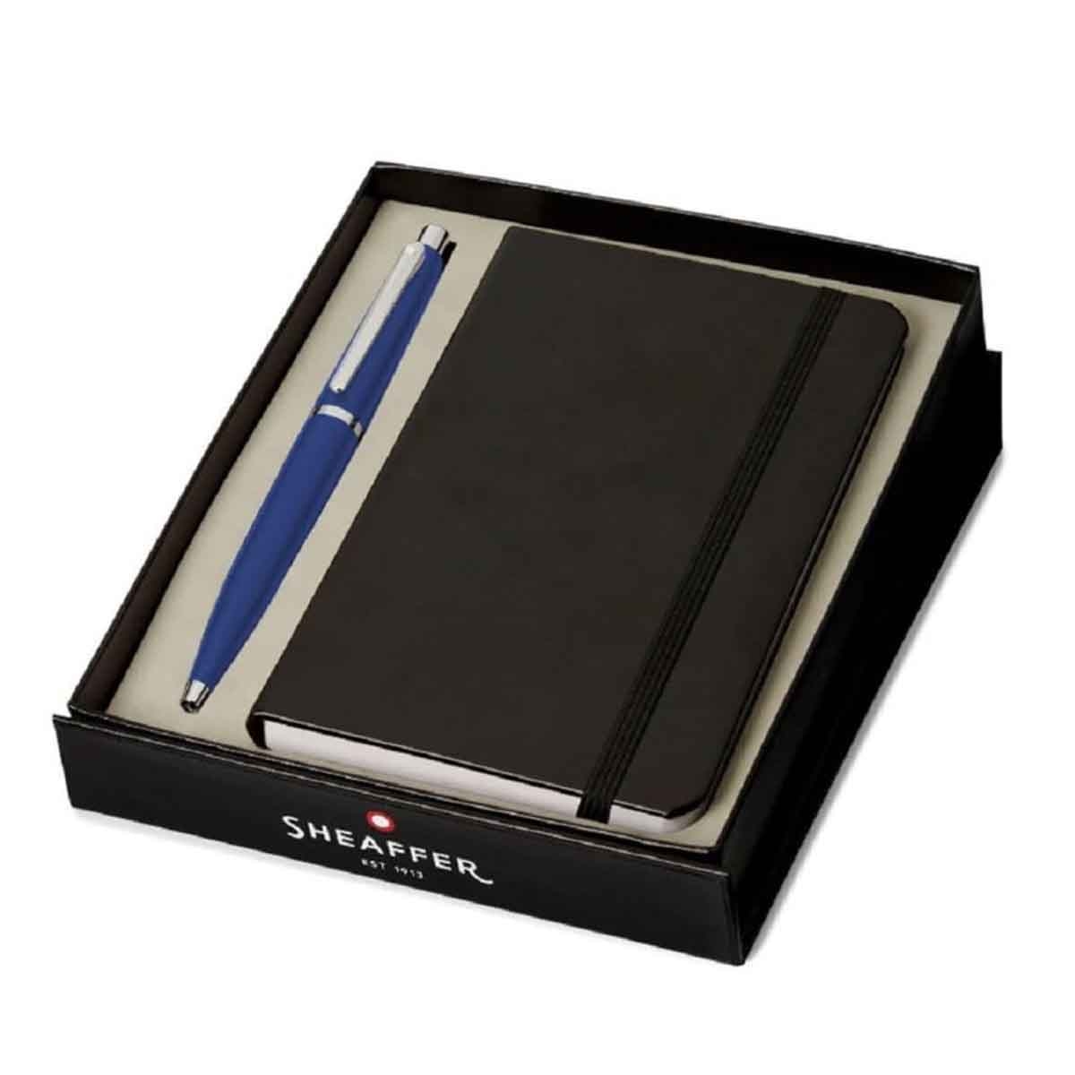 شيفر طقم هدية قلم حبر جاف VFM أزرق نيون مع دفتر A6