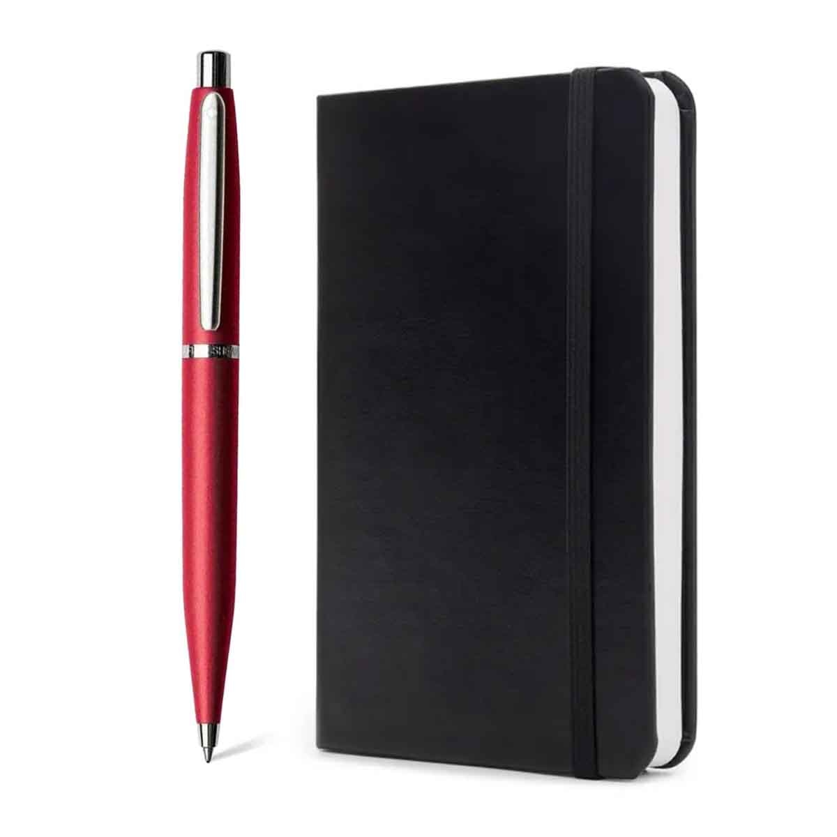 شيفر طقم هدية قلم حبر VFM أحمر قوي ريشة دقيقة مع دفتر A6