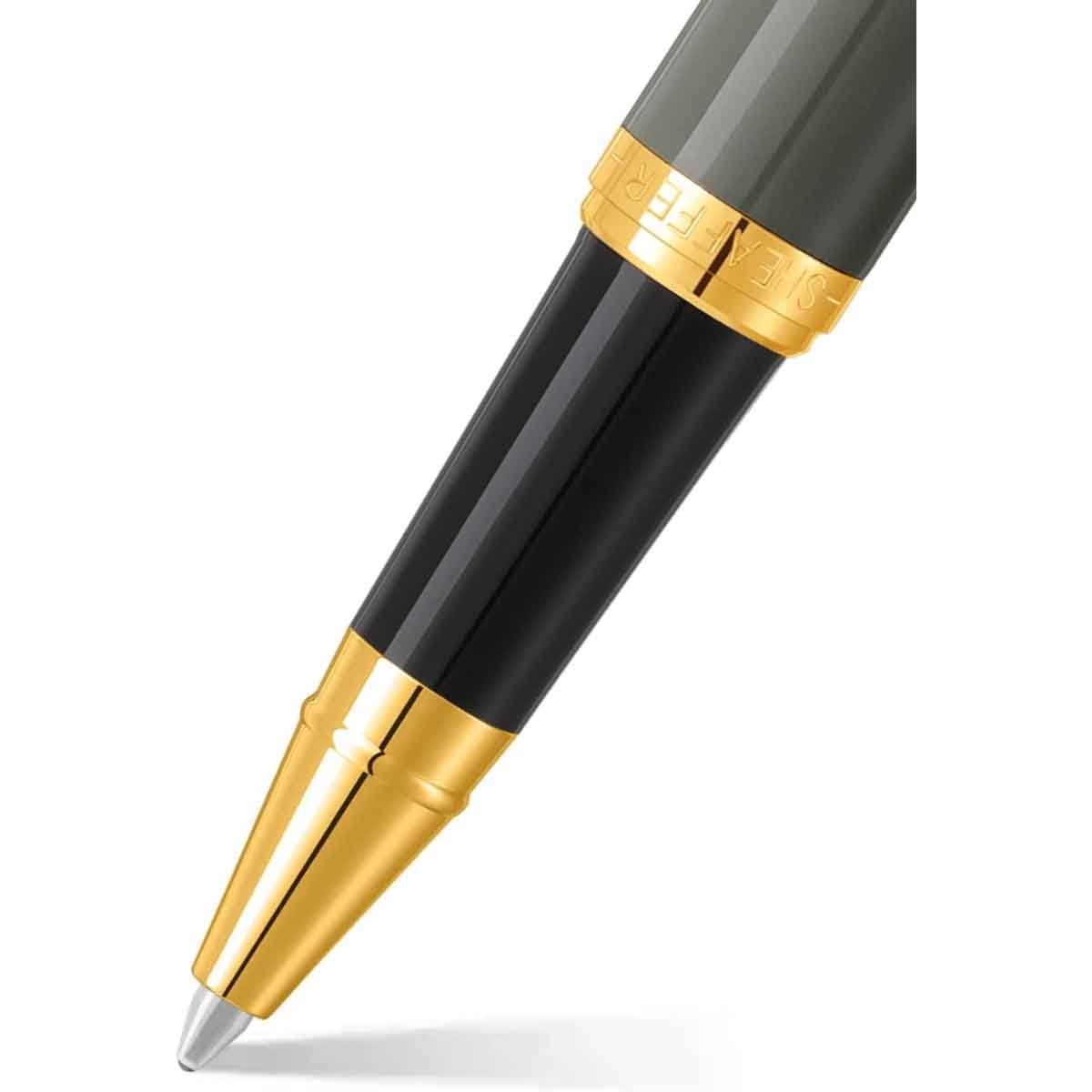 شيفر قلم في إف إم E9427 رمادي فاتح مع لمسات ذهبية PVD حبر سائل